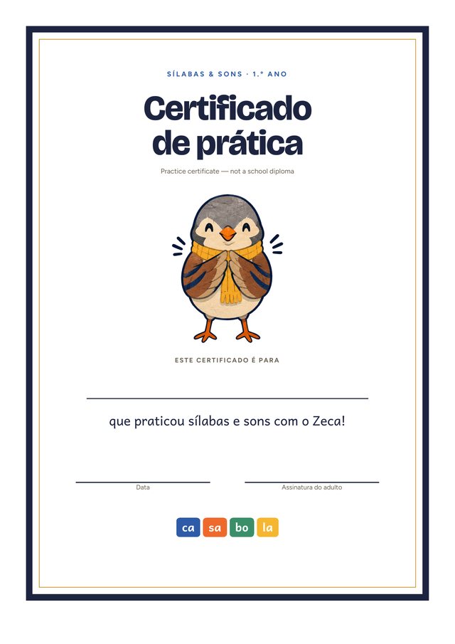 Certificado de prática com o Zeca