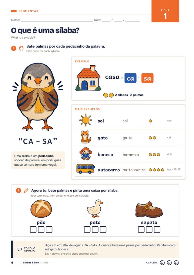 Ficha 1: O que é uma sílaba?